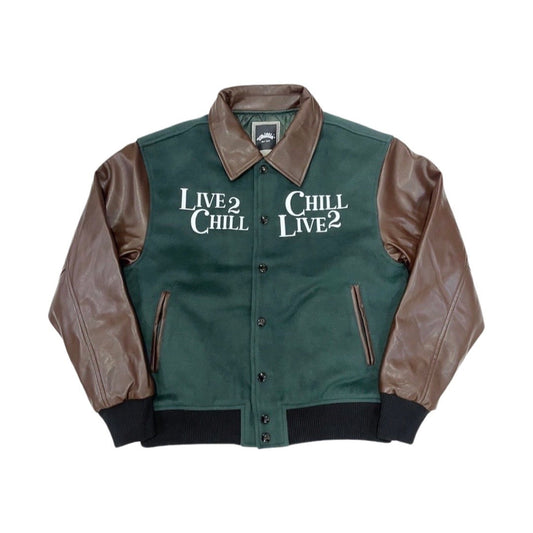 LIVE 2 CHILL CHILL 2 LIVE STADIUM JACKET - GREEN / BROWN