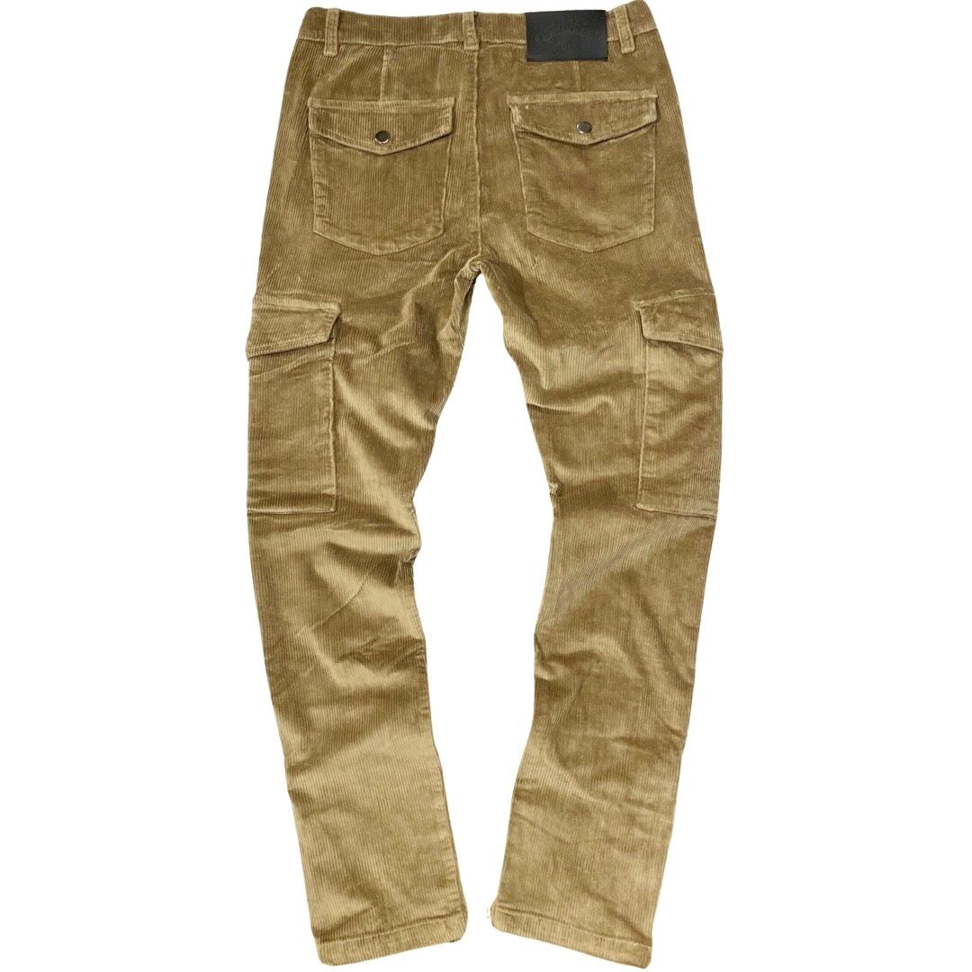 CORDUROY CARGO PANTS - BROWN