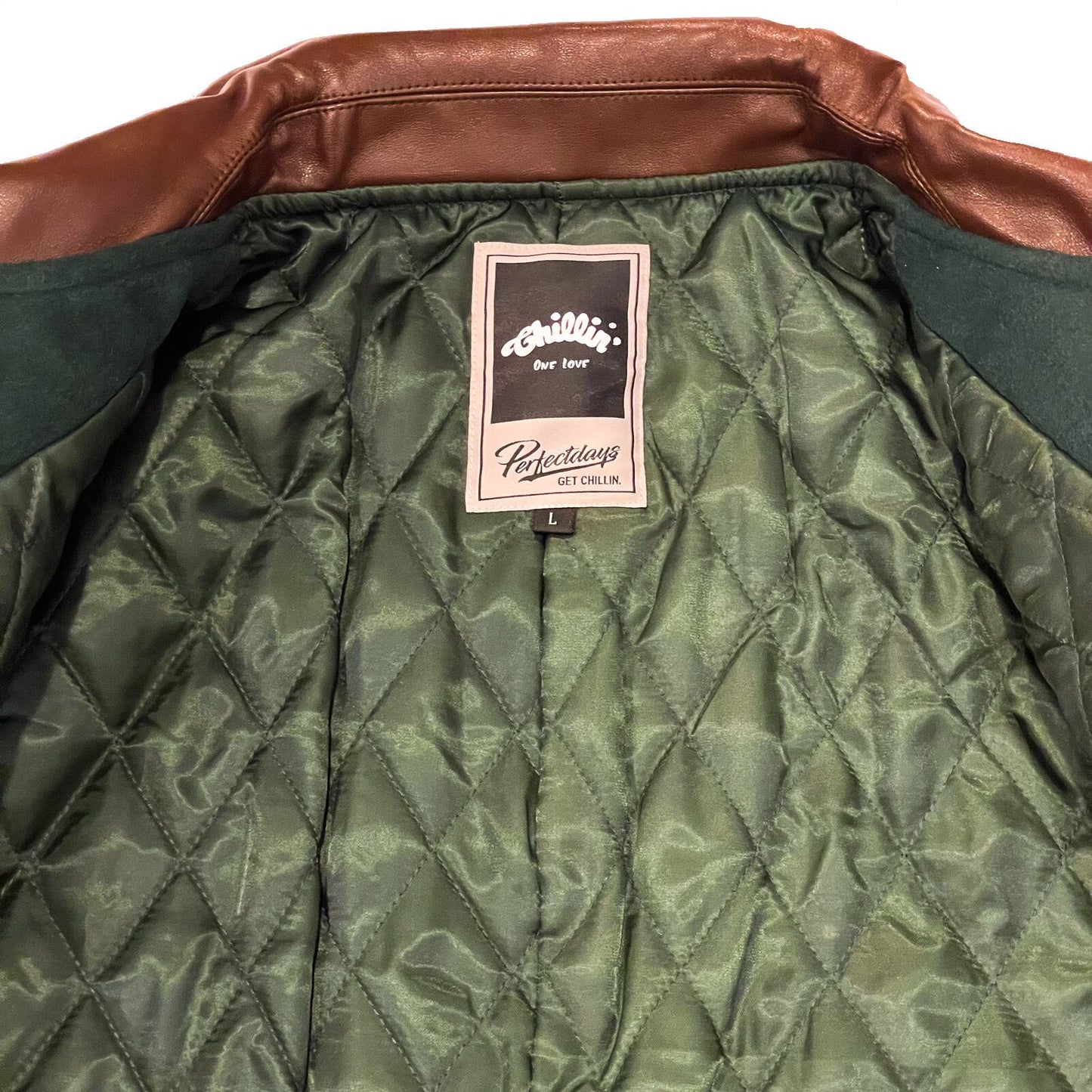 LIVE 2 CHILL CHILL 2 LIVE STADIUM JACKET - GREEN / BROWN