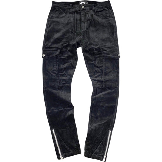 CORDUROY CARGO PANTS - BLACK