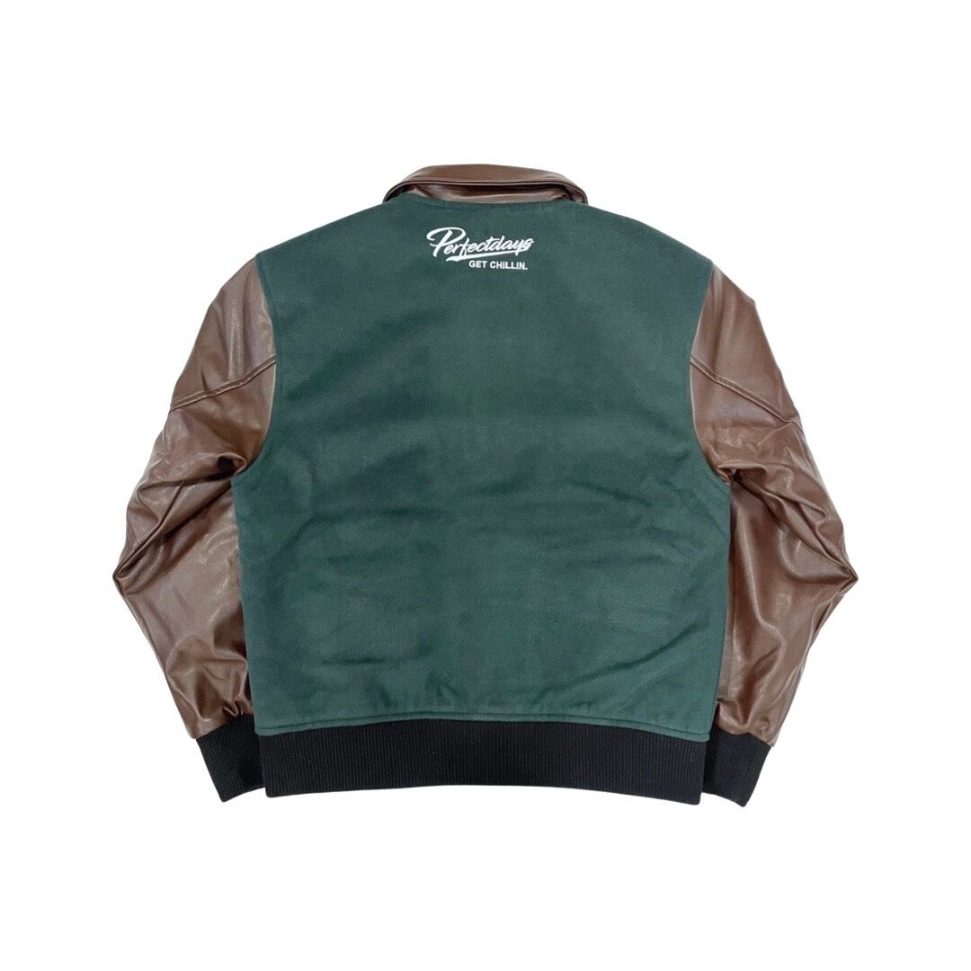 LIVE 2 CHILL CHILL 2 LIVE STADIUM JACKET - GREEN / BROWN