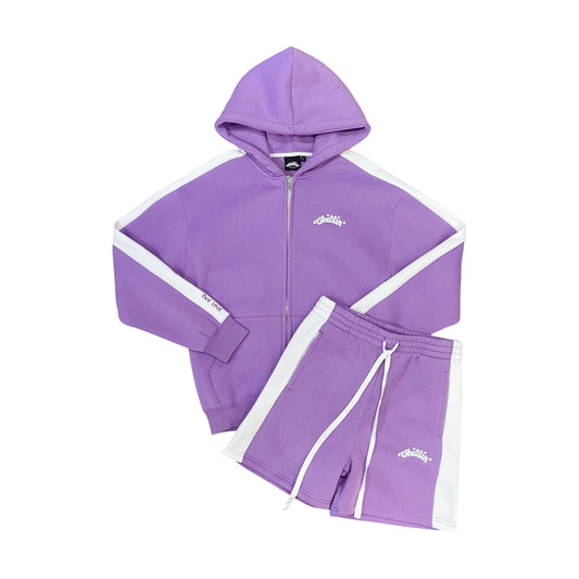 LINE ZIP-UP SWEATSUIT SET - PURPLE