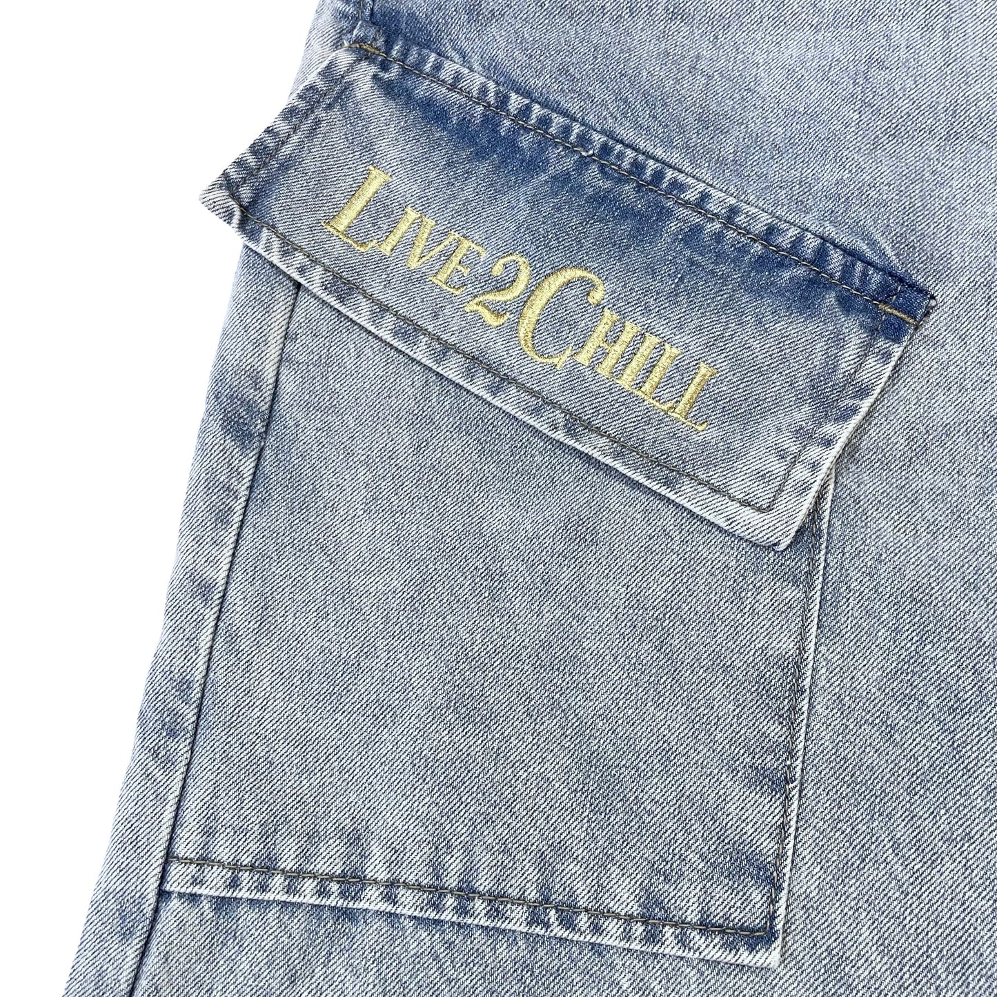 BLUE CARGO DENIM PANTS