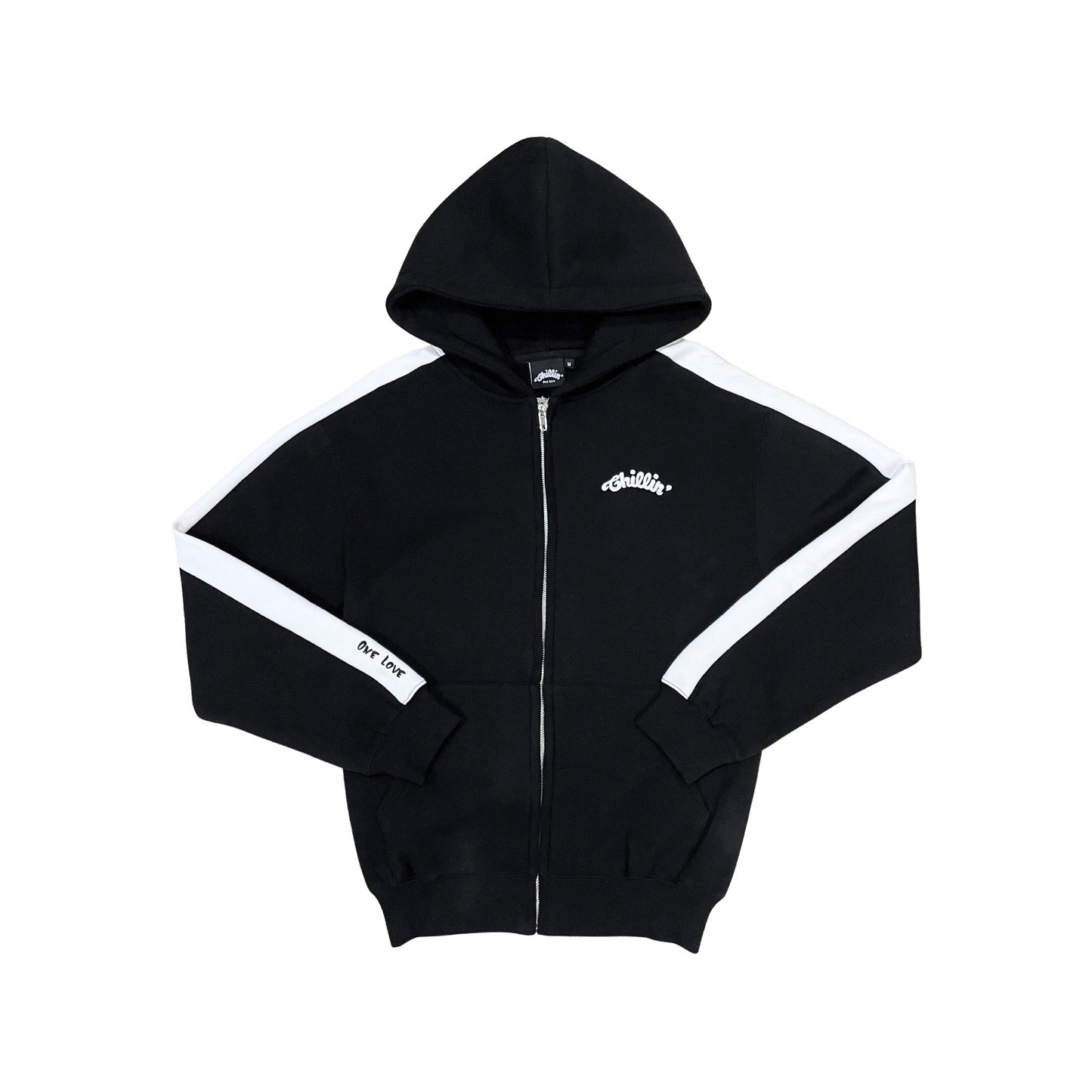 LINE ZIP-UP SWEATSUIT SET - BLACK