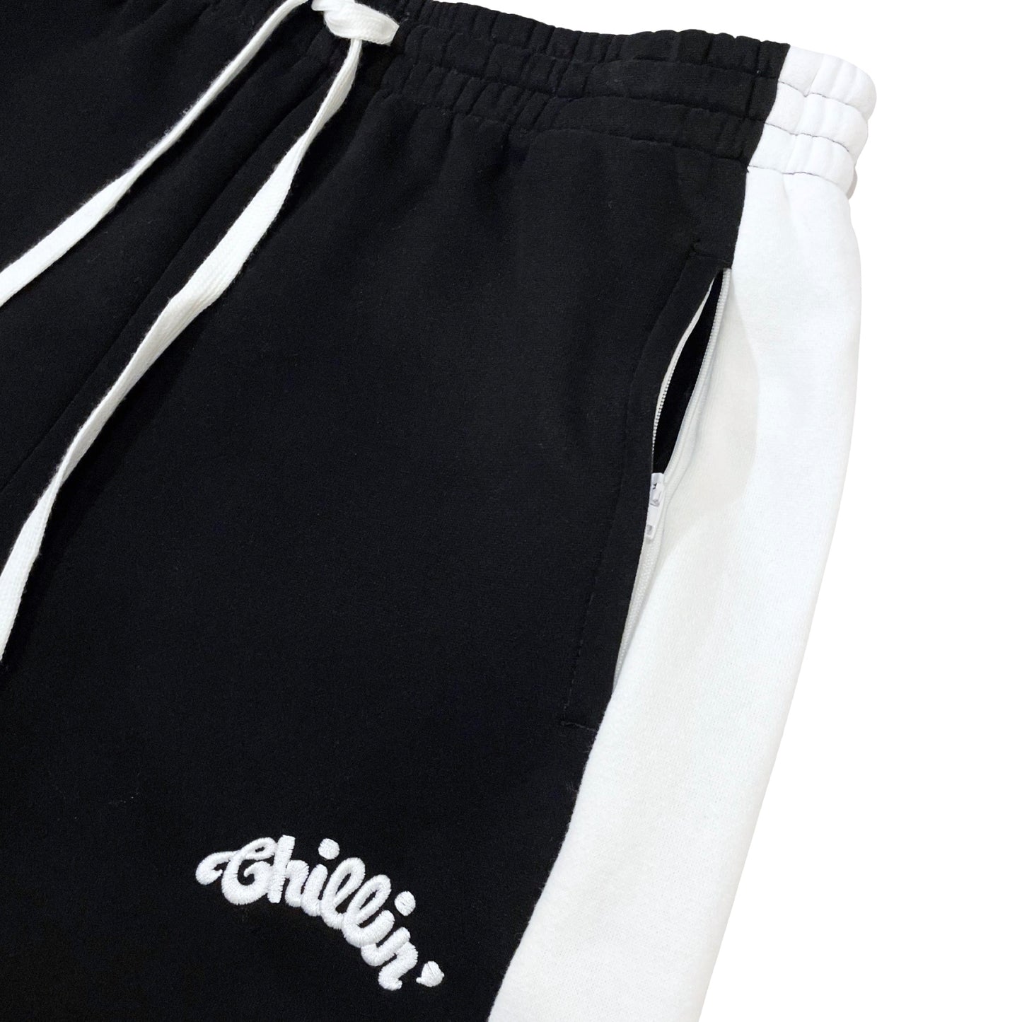 LINE ZIP-UP SWEATSUIT SET - BLACK