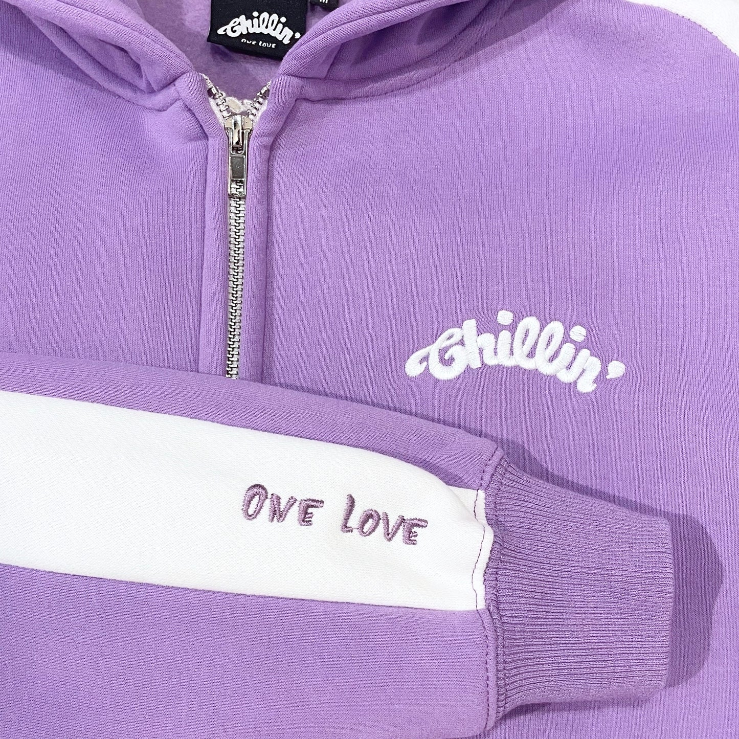 LINE ZIP-UP SWEATSUIT SET - PURPLE