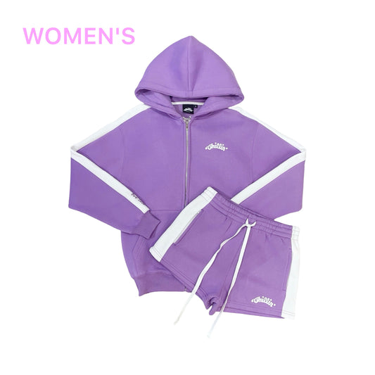 Women's LINE ZIP-UP SWEATSUIT SET - PURPLE