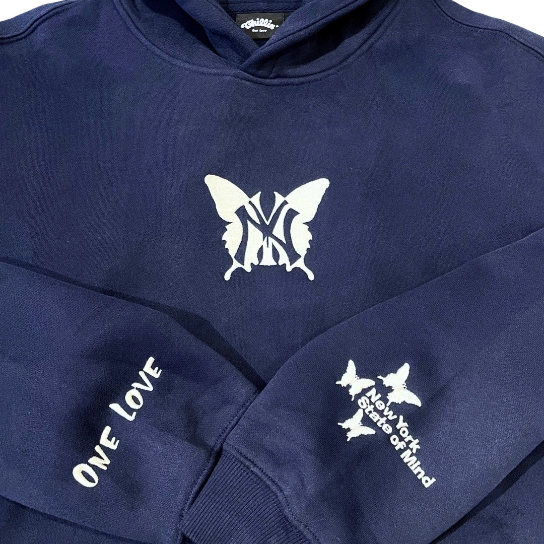 NY BUTTERFLY HOODIE - NAVY