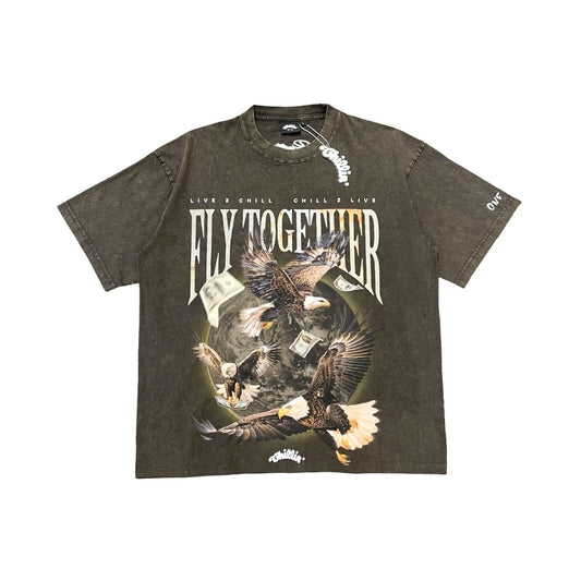 "EAGLE" PIGMENT S/S TEE - BROWN