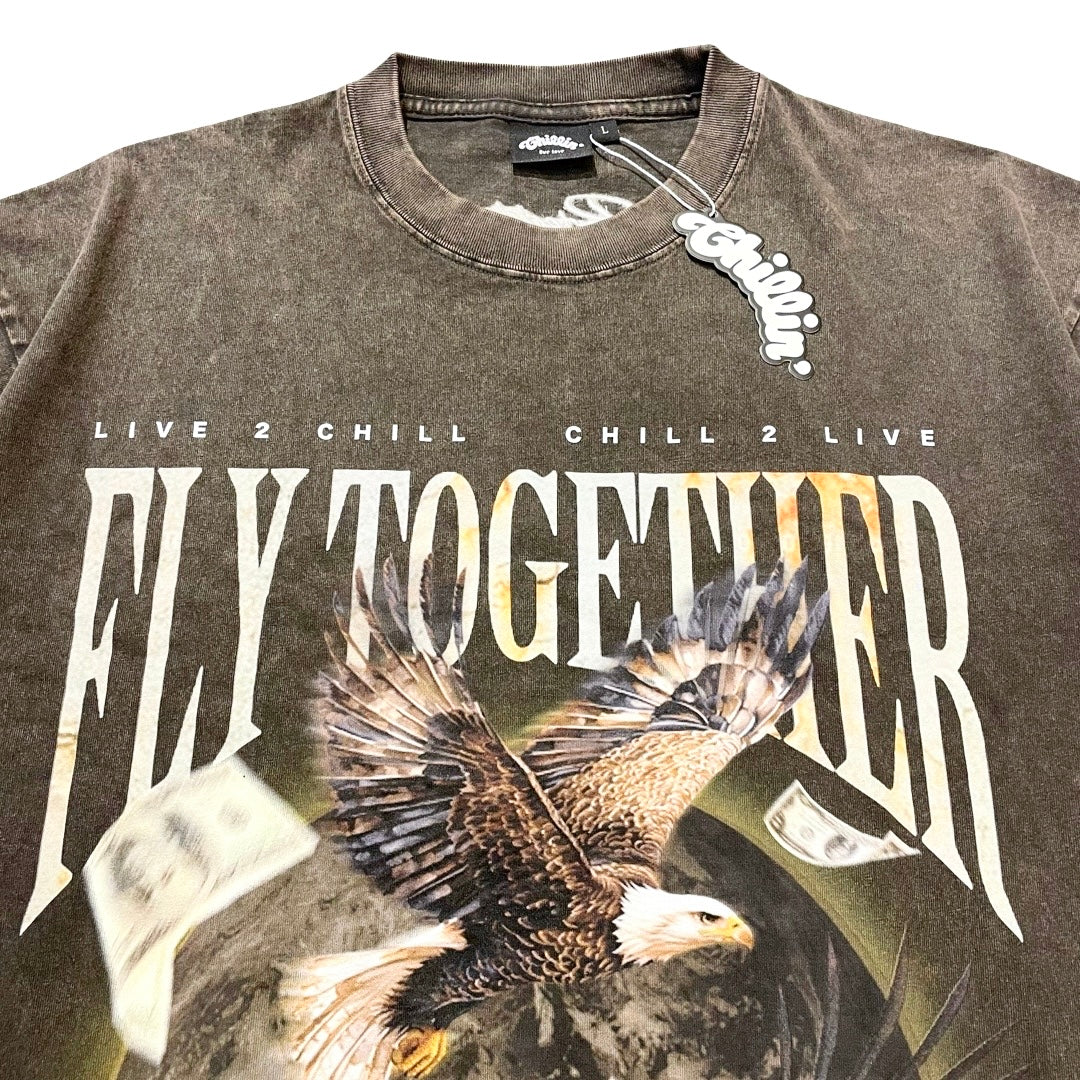 "EAGLE" PIGMENT S/S TEE - BROWN