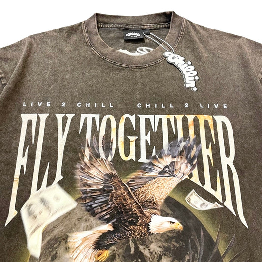 "EAGLE" PIGMENT S/S TEE - BROWN