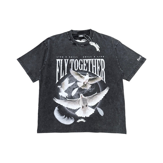 "DOVE" PIGMENT S/S TEE - BLACK