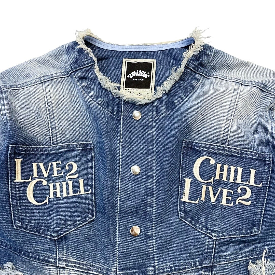 BREAK DENIM JACKET - BLUE