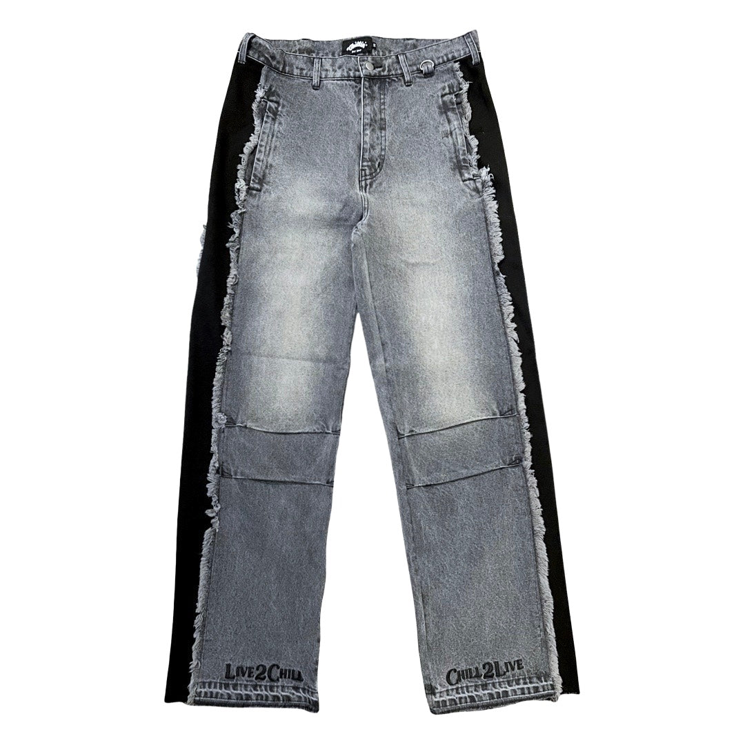 BREAK DENIM PANTS - BLACK