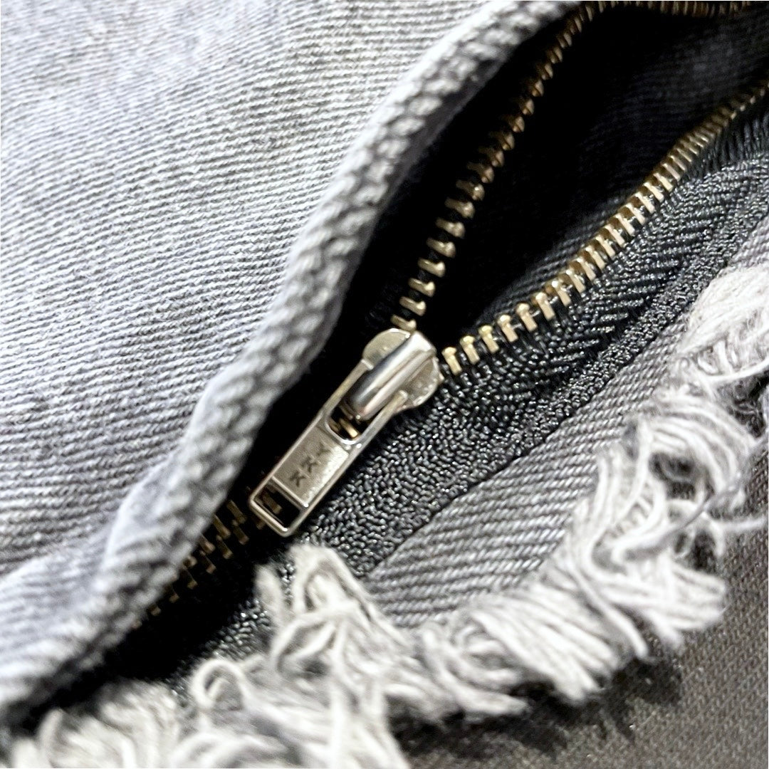 BREAK DENIM PANTS - BLACK