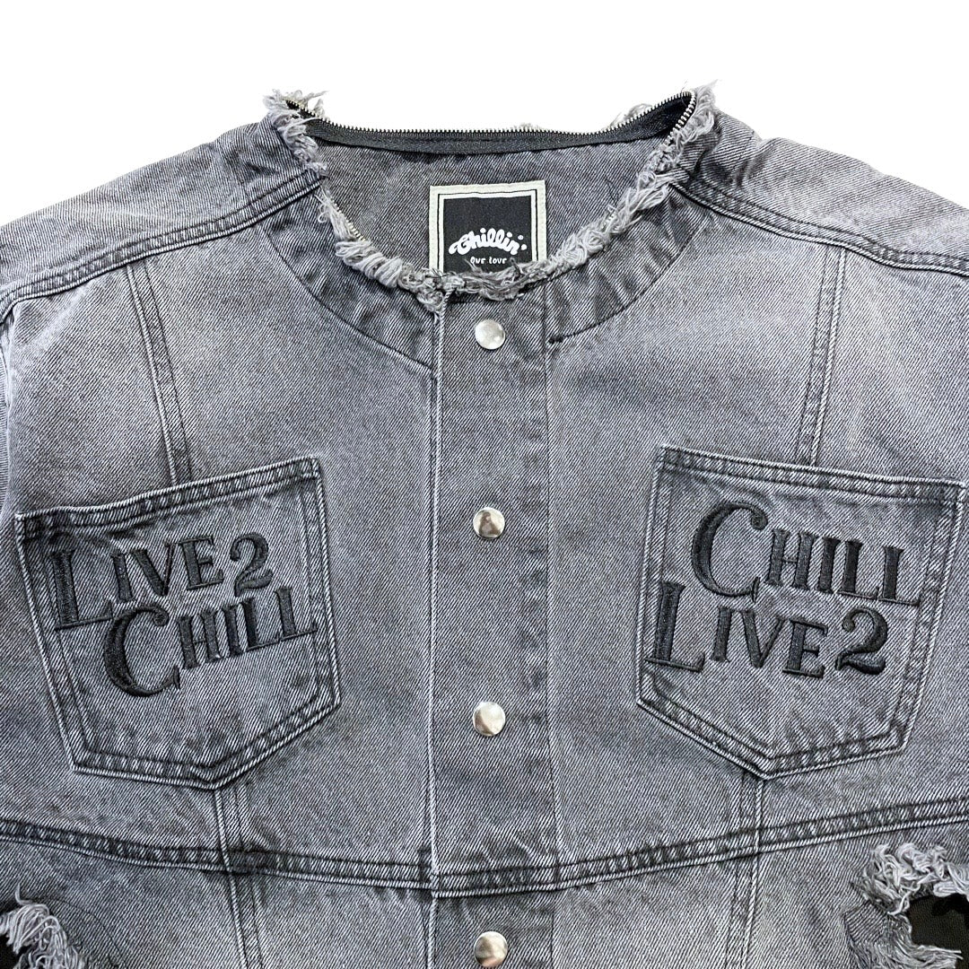 BREAK DENIM JACKET - BLACK