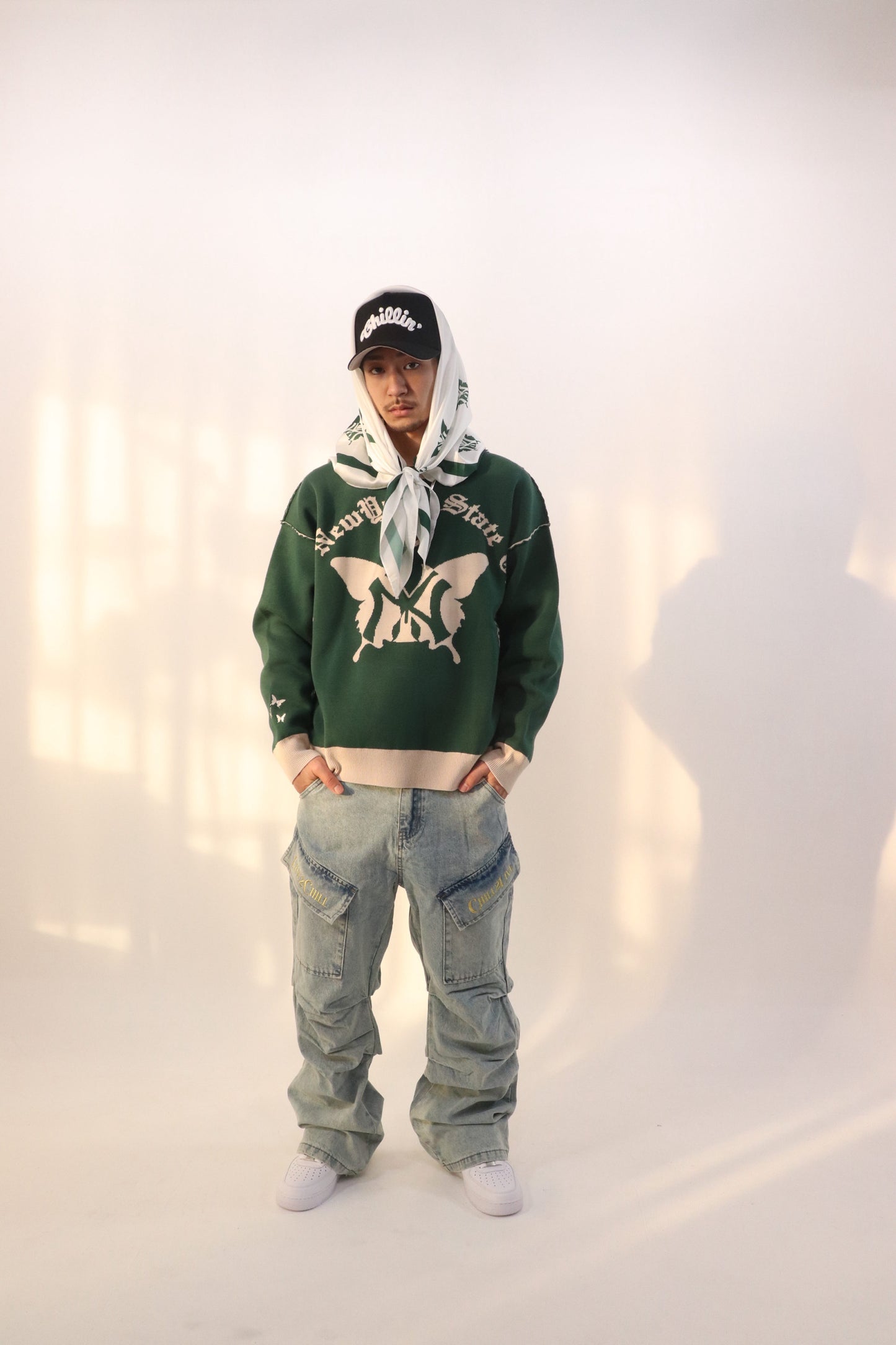 BLUE CARGO DENIM PANTS