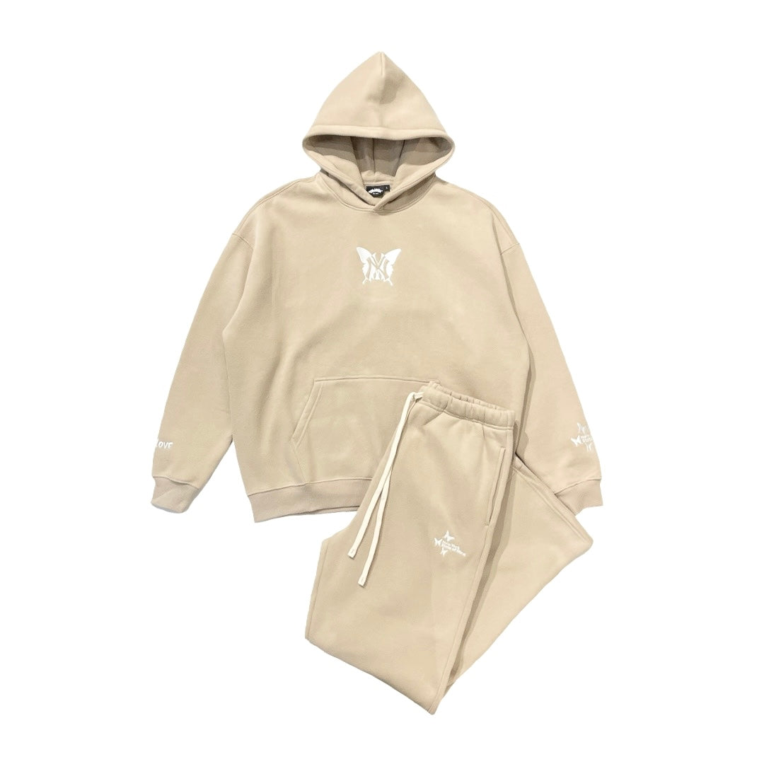 NY BUTTERFLY SWEATSUIT SET - KHAKI