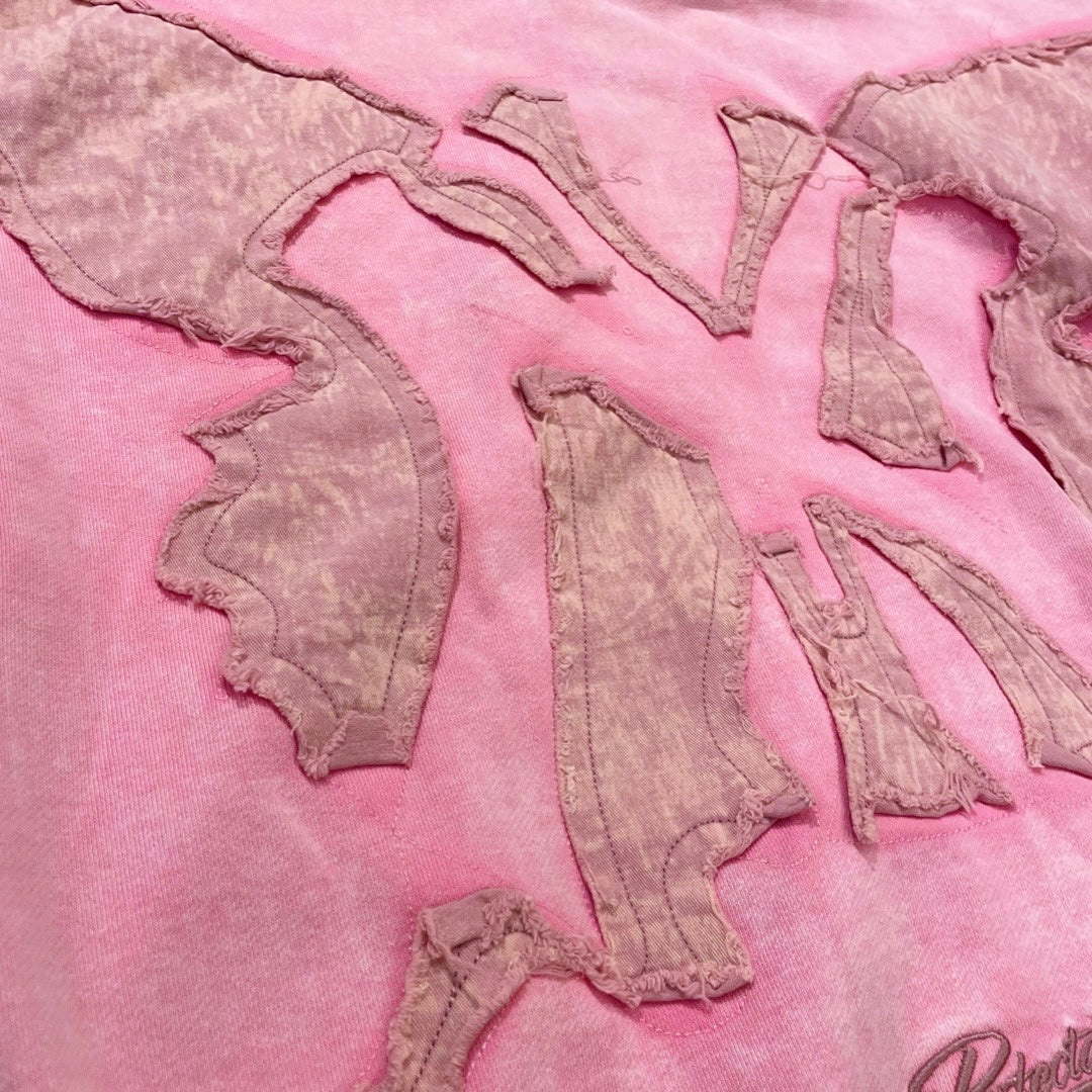 NY BUTTERFLY PIGMENT ZIP HOODIE - PINK