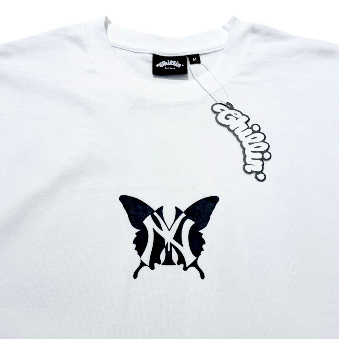 NY BUTTERFLY S/S TEE - WHITE / BLACK