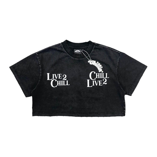 Women's CROPPED PIGMENT S/S TEE - BLACK