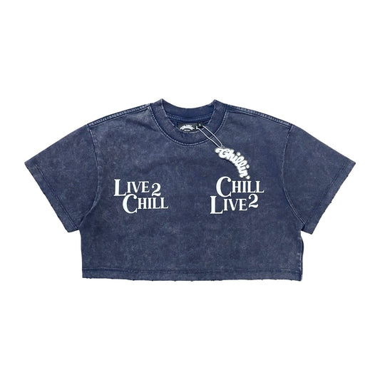 Women's CROPPED PIGMENT S/S TEE - NAVY