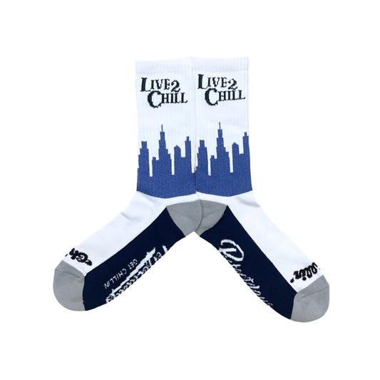 CITY NY REFLECTOR SOCKS - WHITE / NAVY
