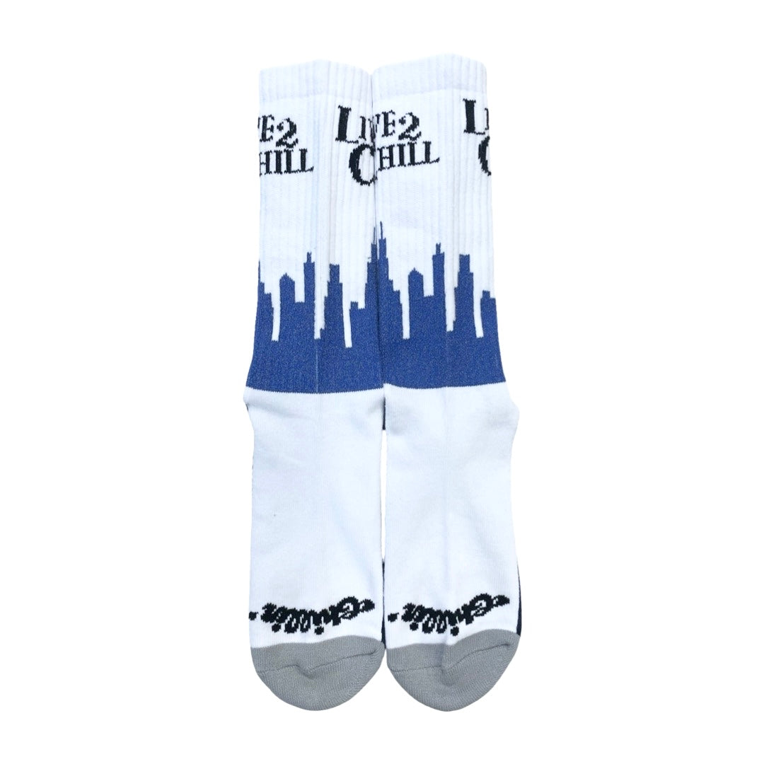 CITY NY REFLECTOR SOCKS - WHITE / NAVY