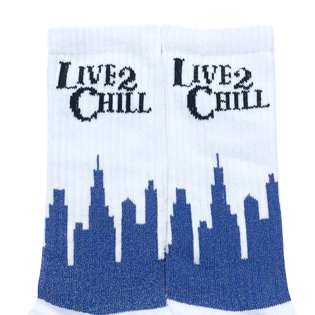 CITY NY REFLECTOR SOCKS - WHITE / NAVY