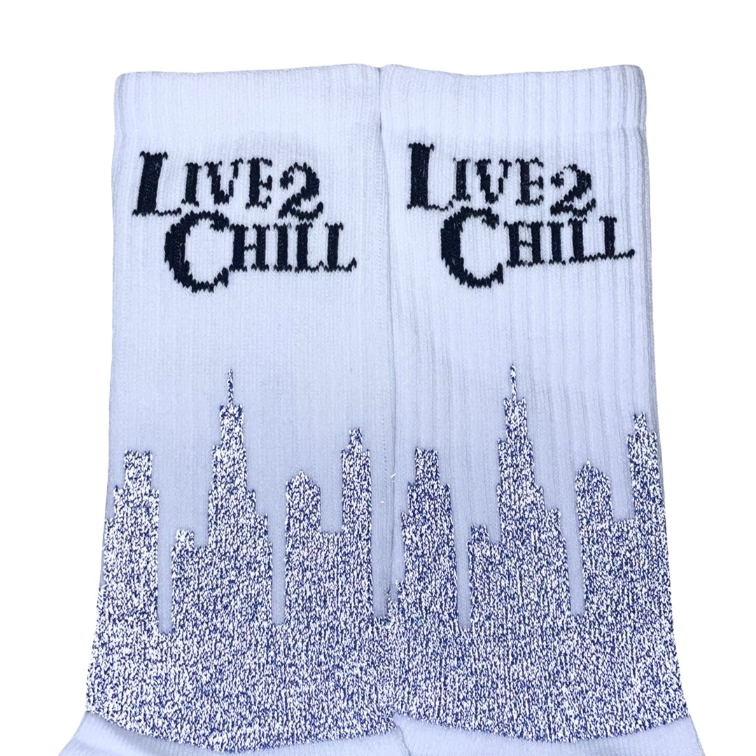 CITY NY REFLECTOR SOCKS - WHITE / PURPLE