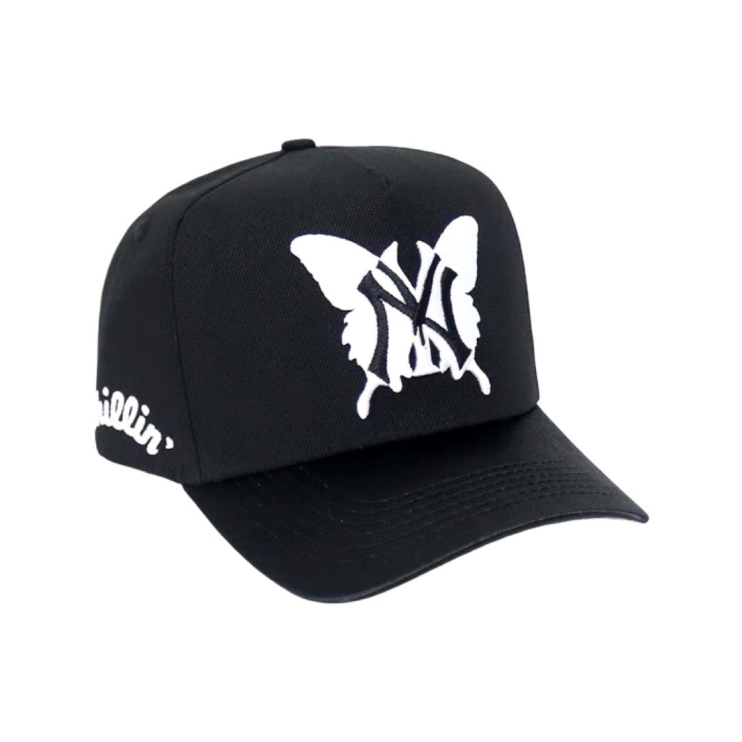 NY BUTTERFLY SHINY CAP - BLACK