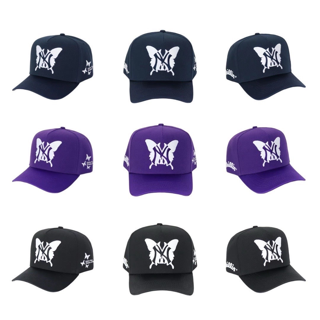 NY BUTTERFLY SHINY CAP - BLACK