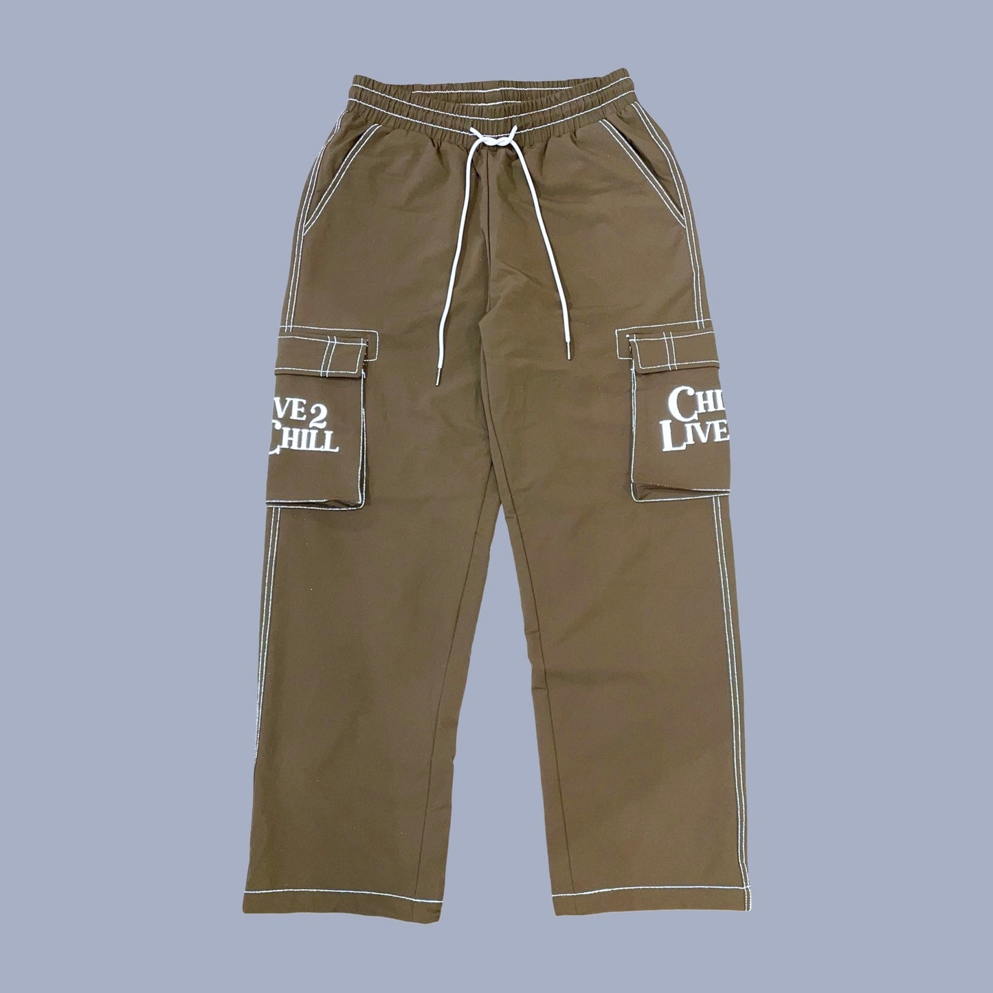 NYLON  STRETCH PANTS - BROWN