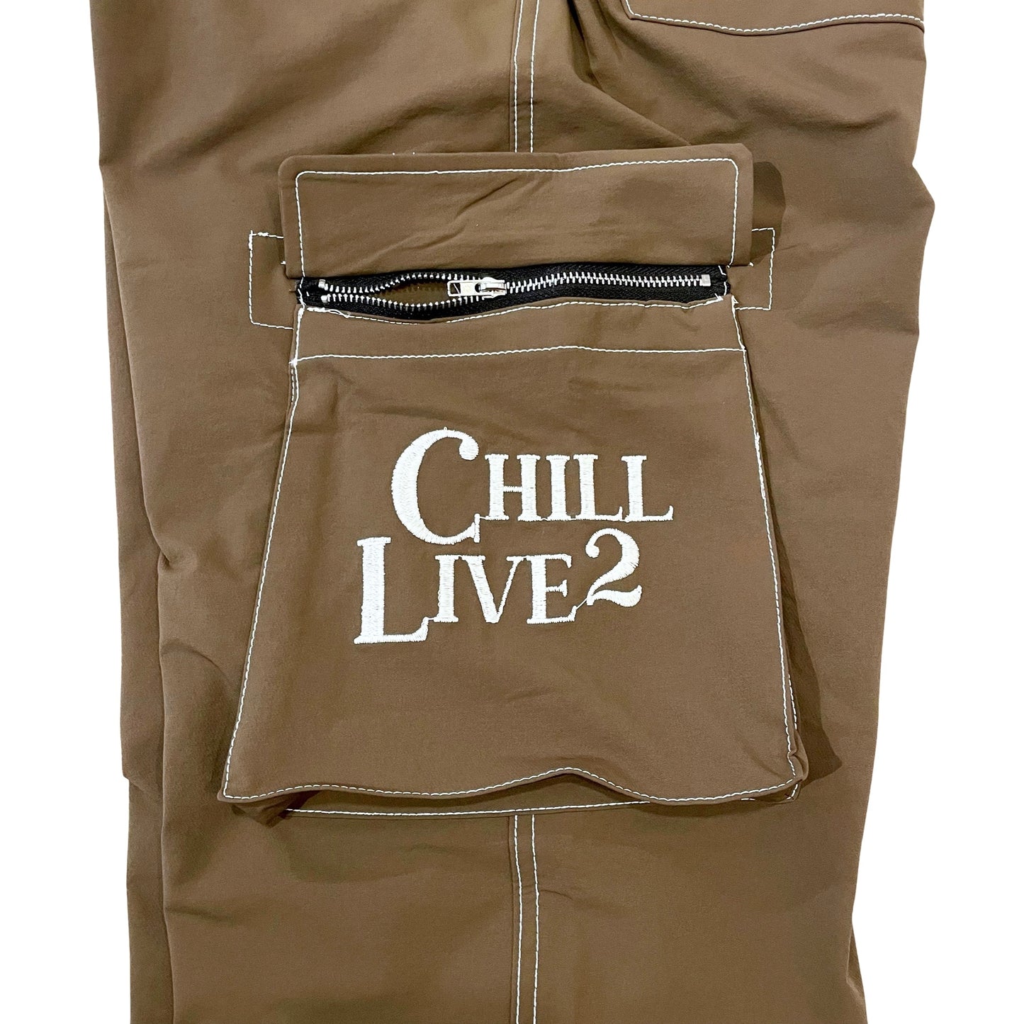 NYLON  STRETCH PANTS - BROWN