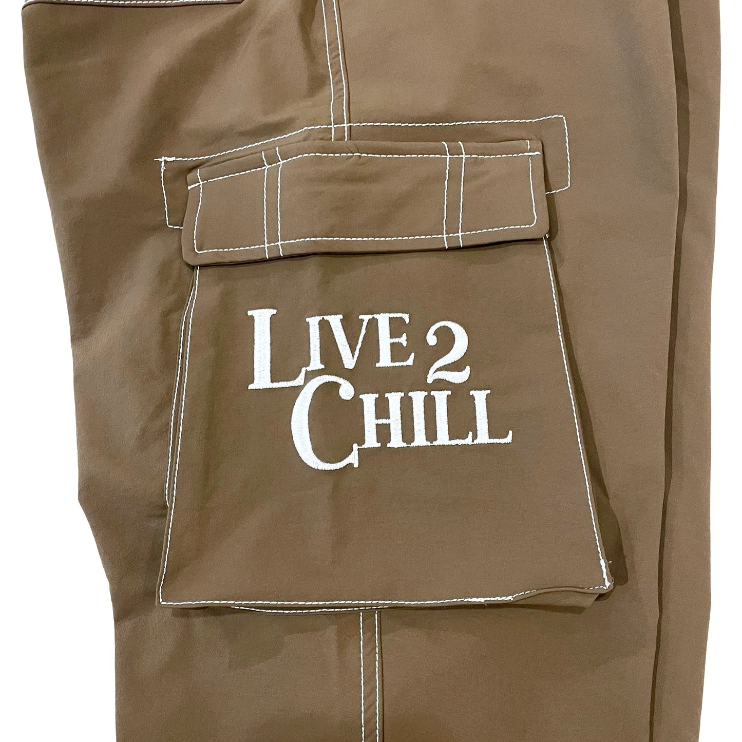 NYLON  STRETCH PANTS - BROWN