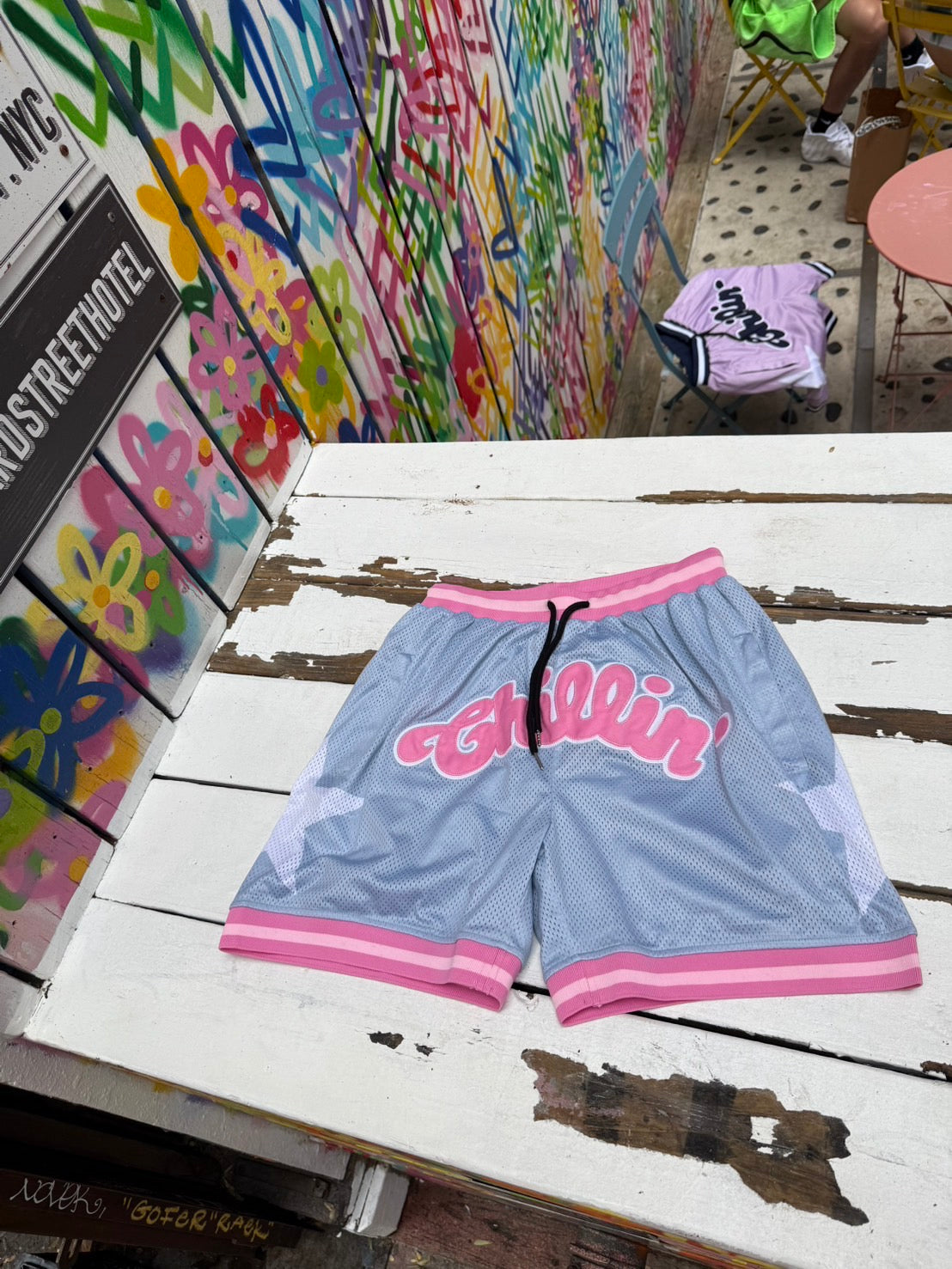 BASKETBALL STAR SHORTS - SKY BLUE / PINK