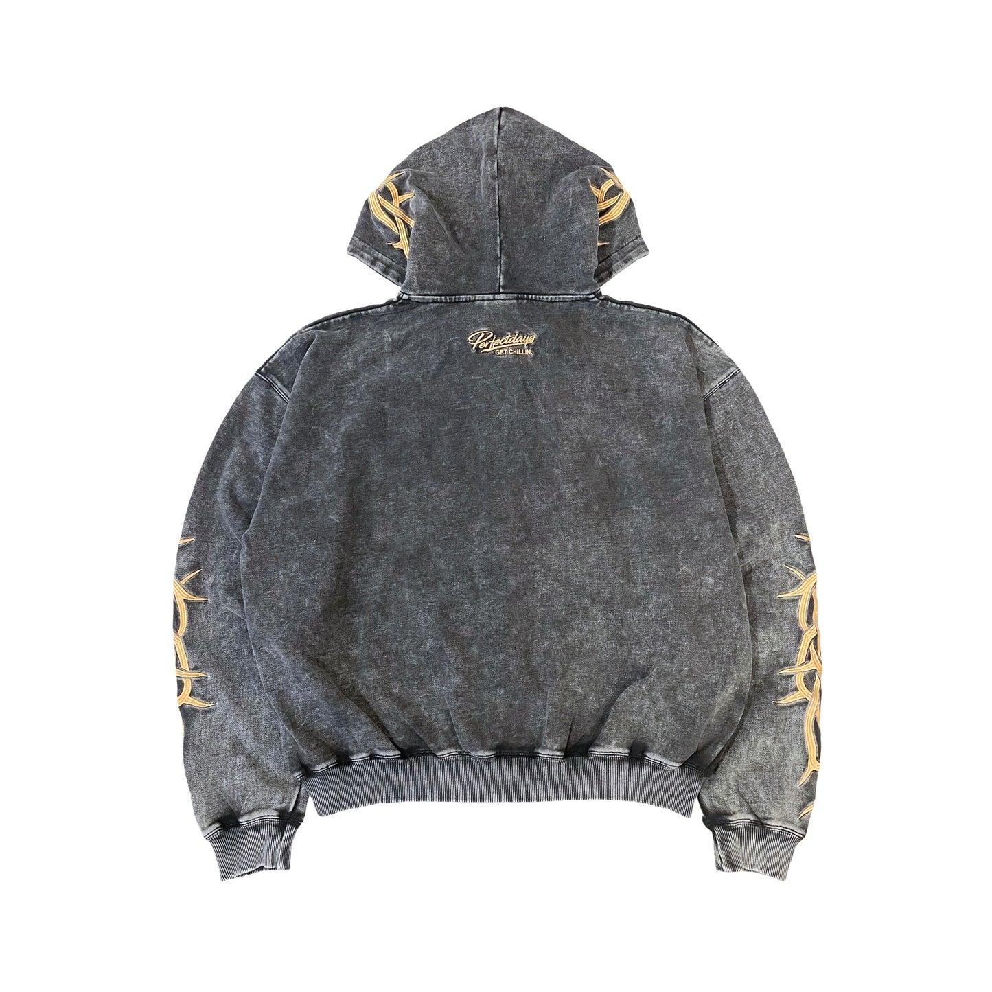 "EAGLE" PIGMENT ZIP HOODIE - BLACK