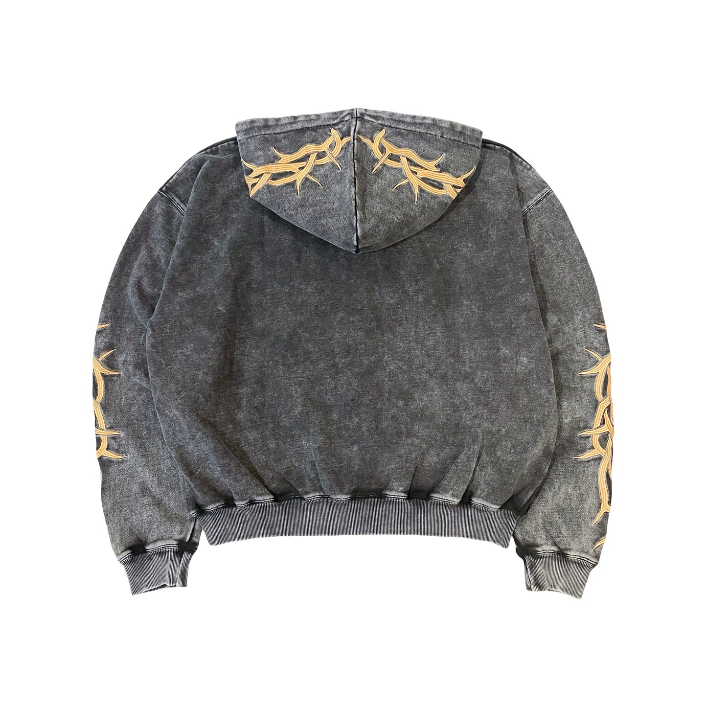 "EAGLE" PIGMENT ZIP HOODIE - BLACK