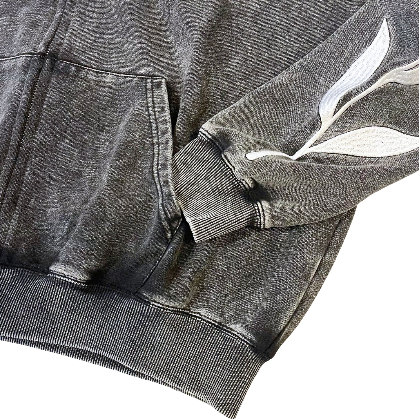 "DOVE" PIGMENT ZIP HOODIE - BLACK