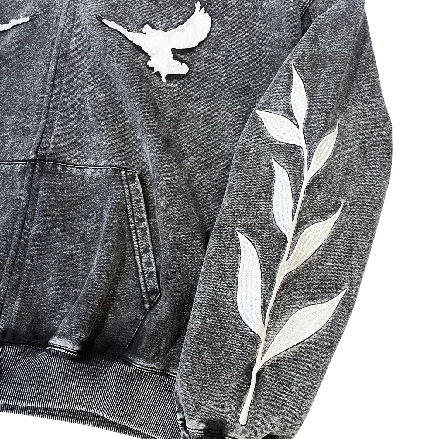"DOVE" PIGMENT ZIP HOODIE - BLACK