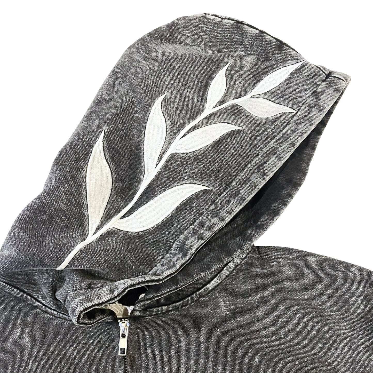 "DOVE" PIGMENT ZIP HOODIE - BLACK