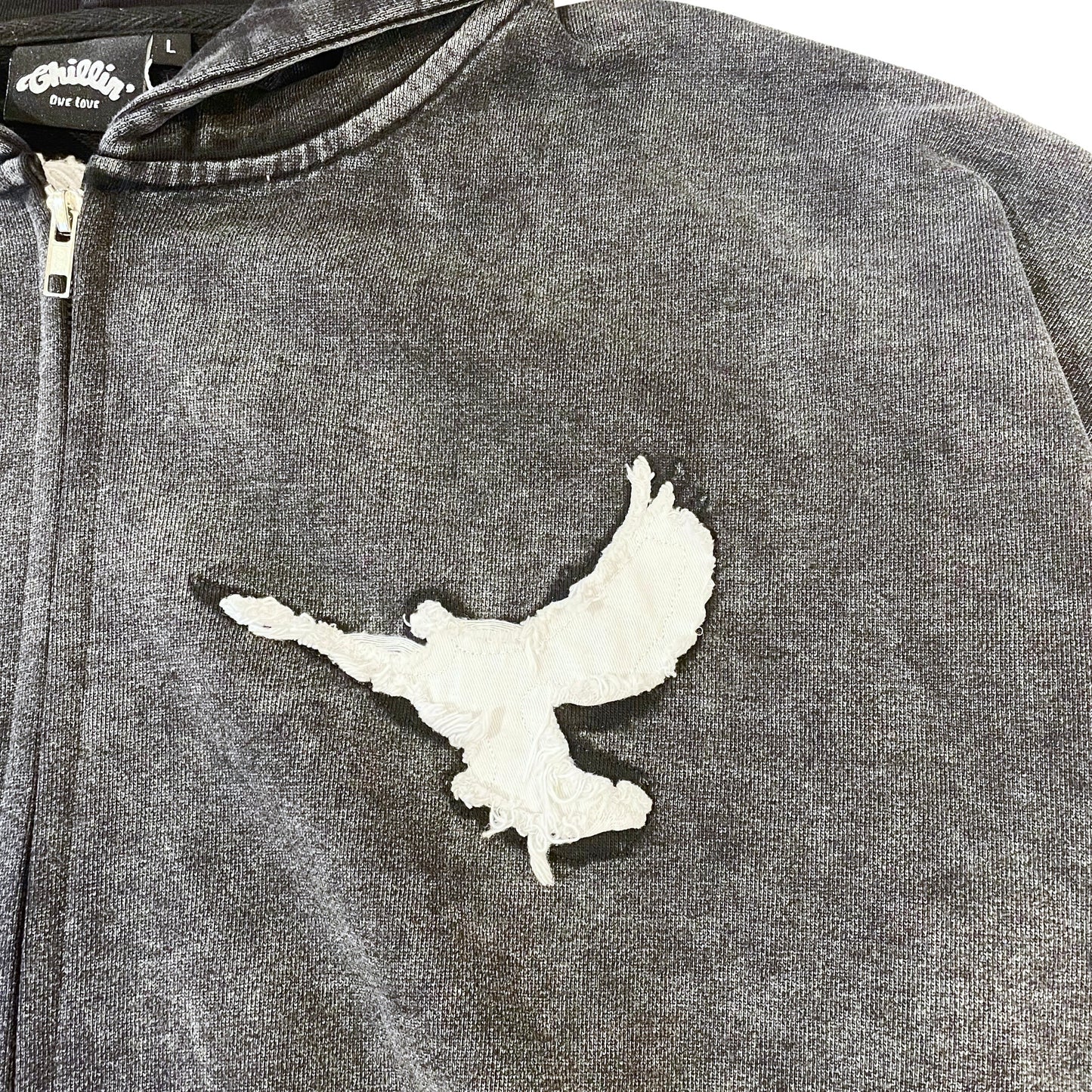 "DOVE" PIGMENT ZIP HOODIE - BLACK