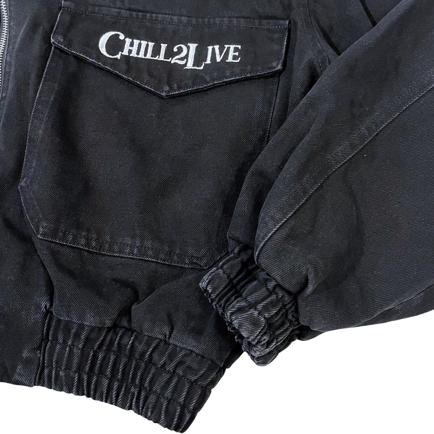BLACK DENIM BOMBER JACKET