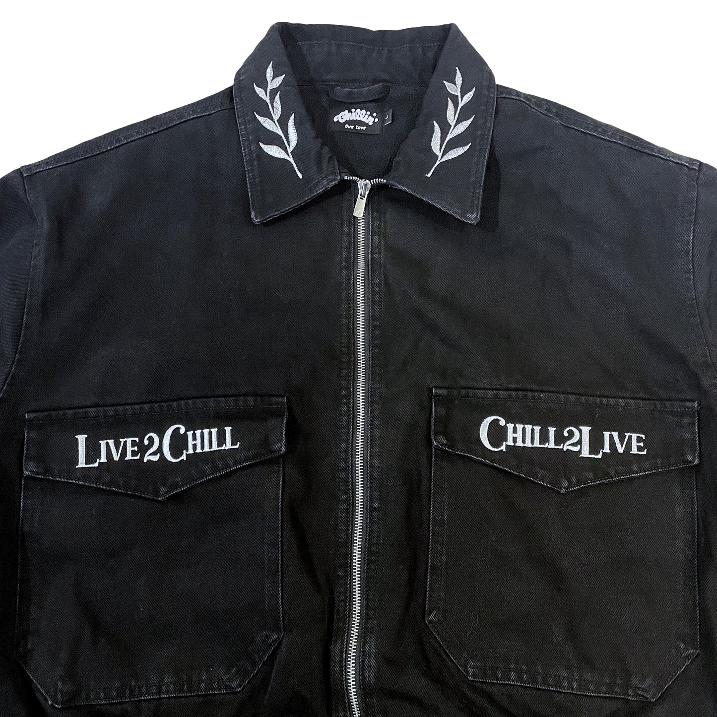 BLACK DENIM BOMBER JACKET