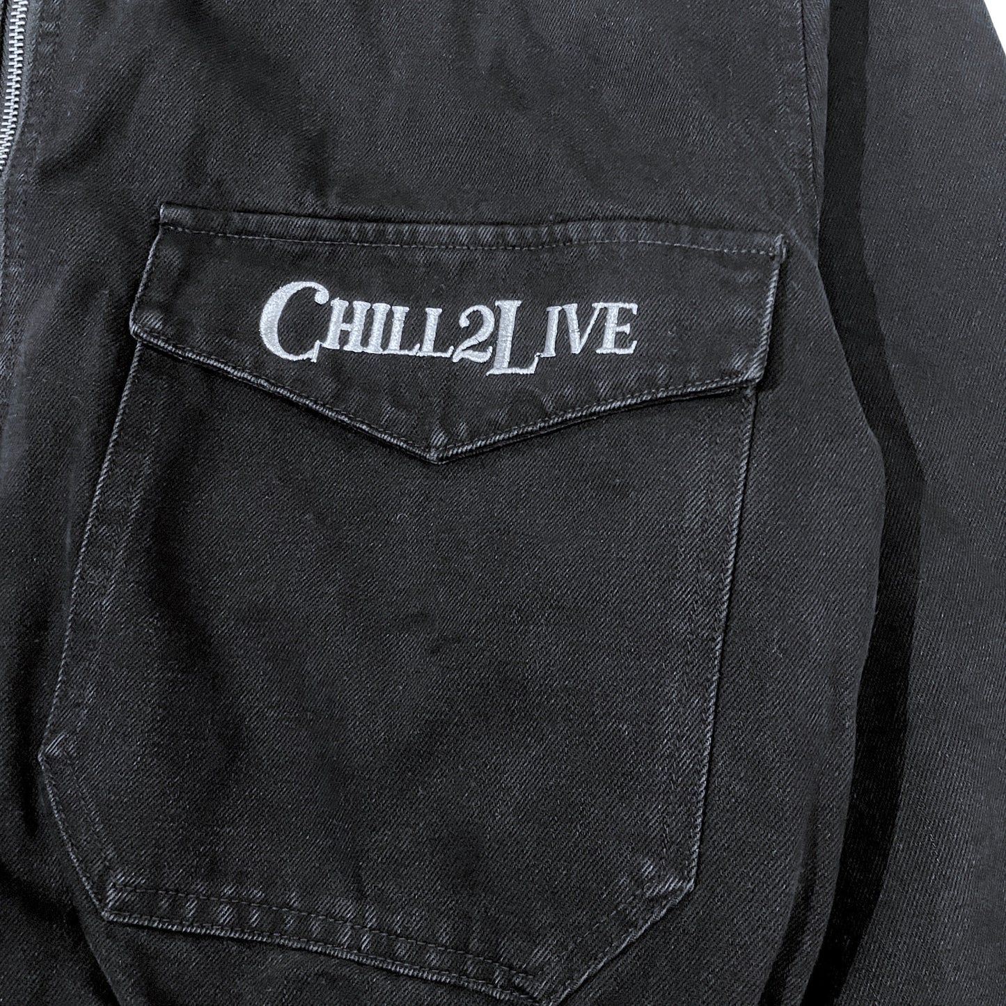 BLACK DENIM BOMBER JACKET