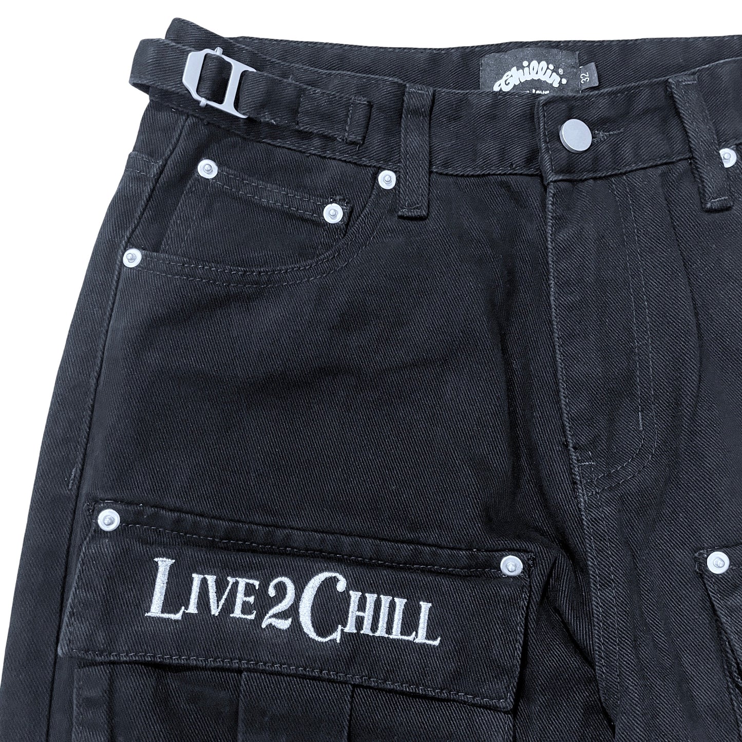 BLACK CARGO DENIM PANTS