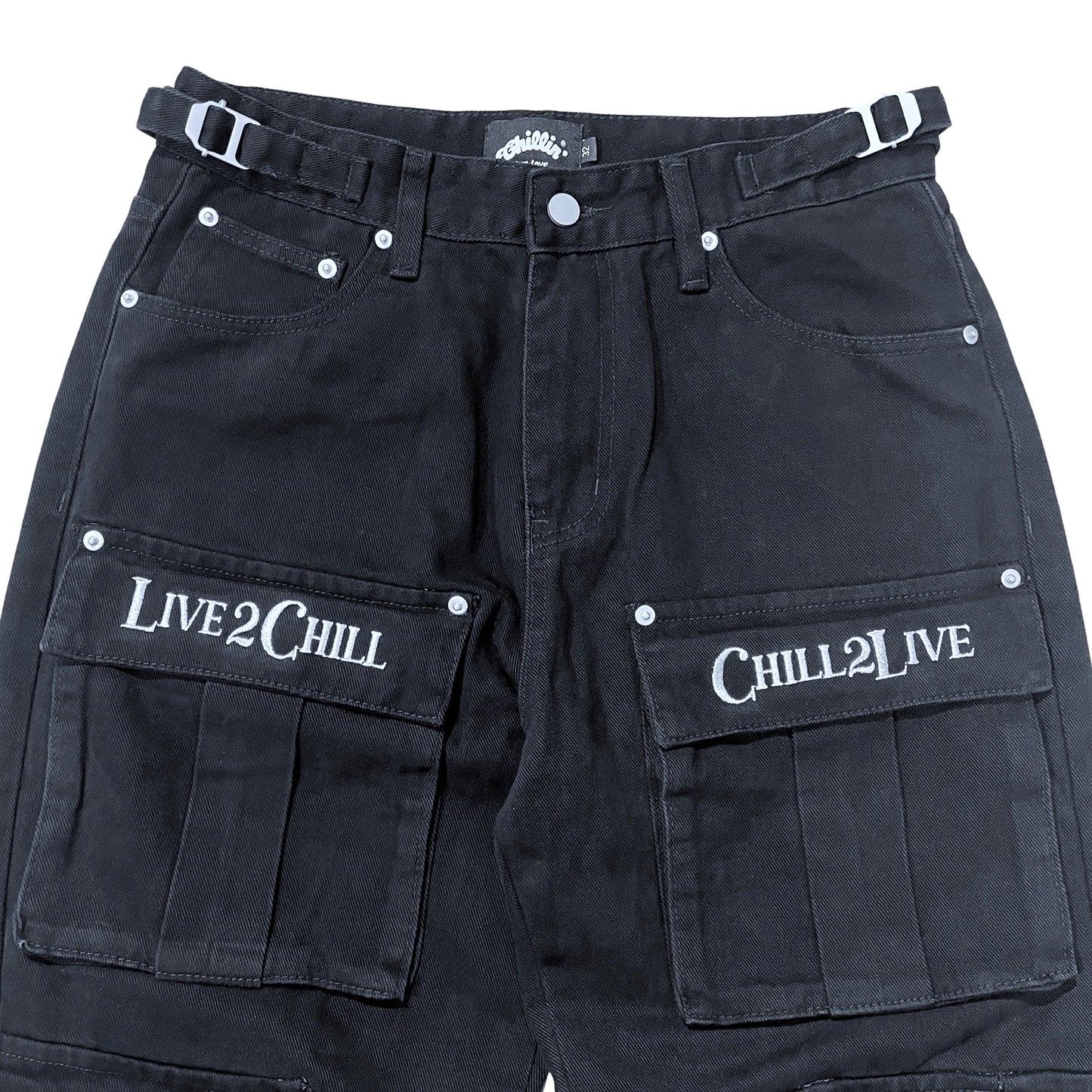 BLACK CARGO DENIM PANTS