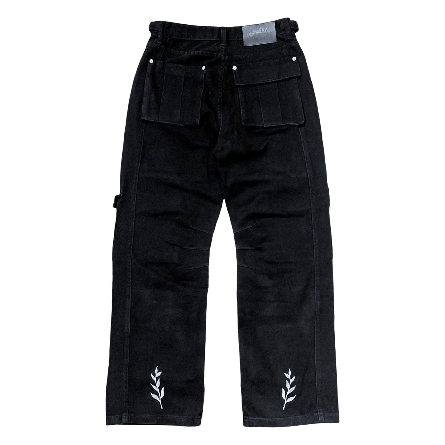 BLACK CARGO DENIM PANTS