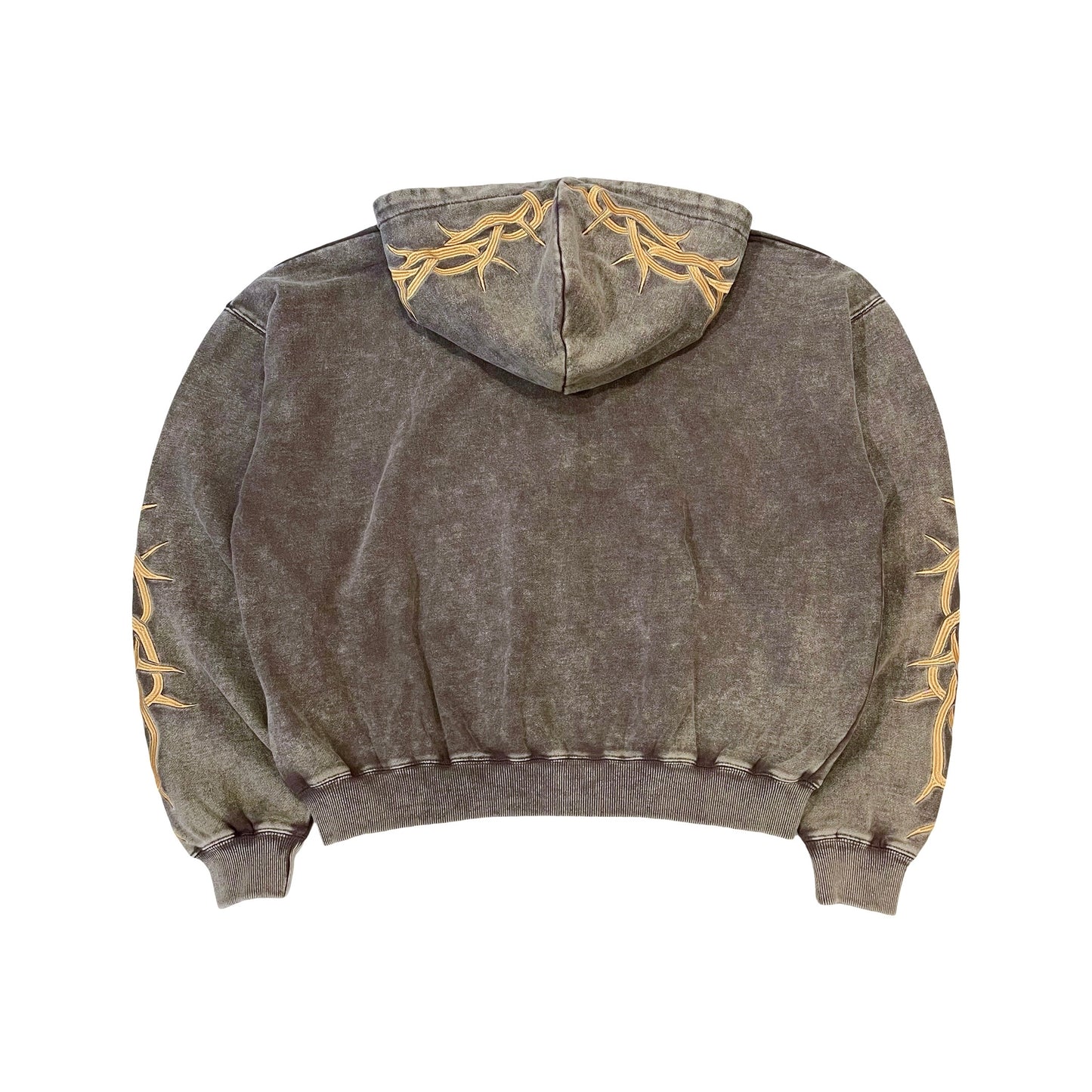"EAGLE" PIGMENT ZIP HOODIE - BROWN