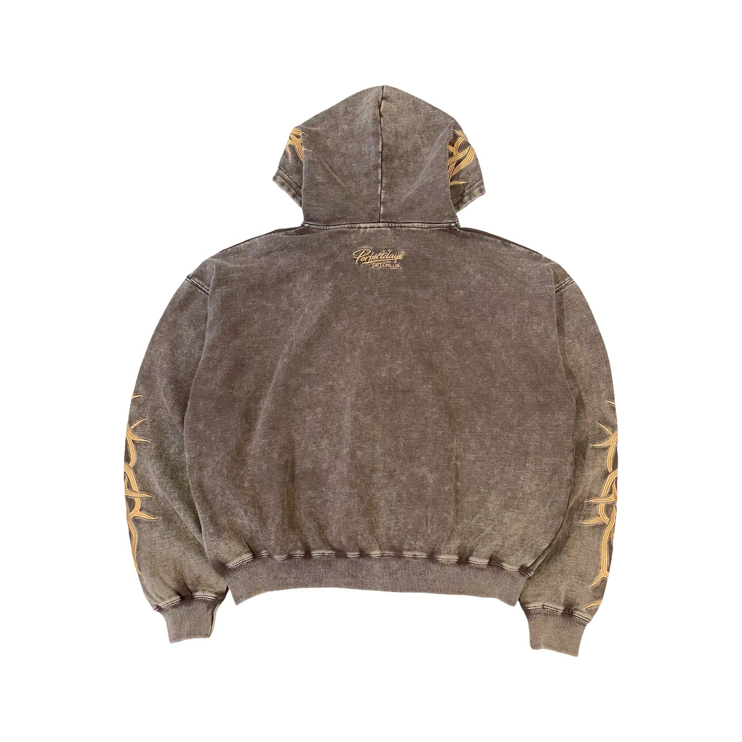 "EAGLE" PIGMENT ZIP HOODIE - BROWN